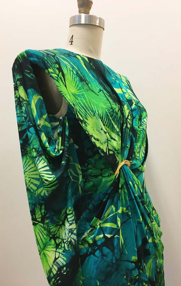 Versace Jungle Pirnt Dress with Drapery in Front