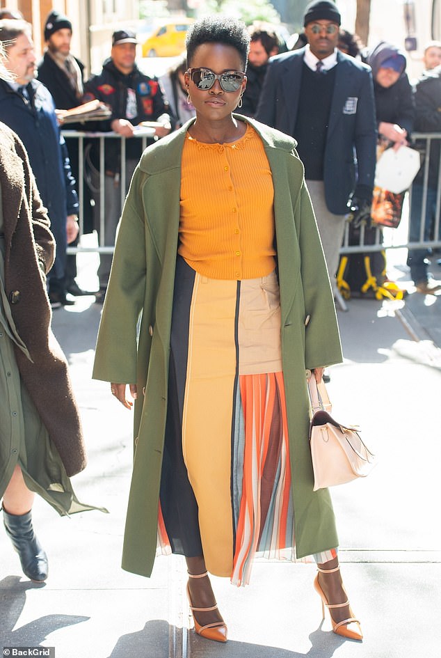 Lupita Nyong’O Wearing Dorothee Schumacher Plated Skirt