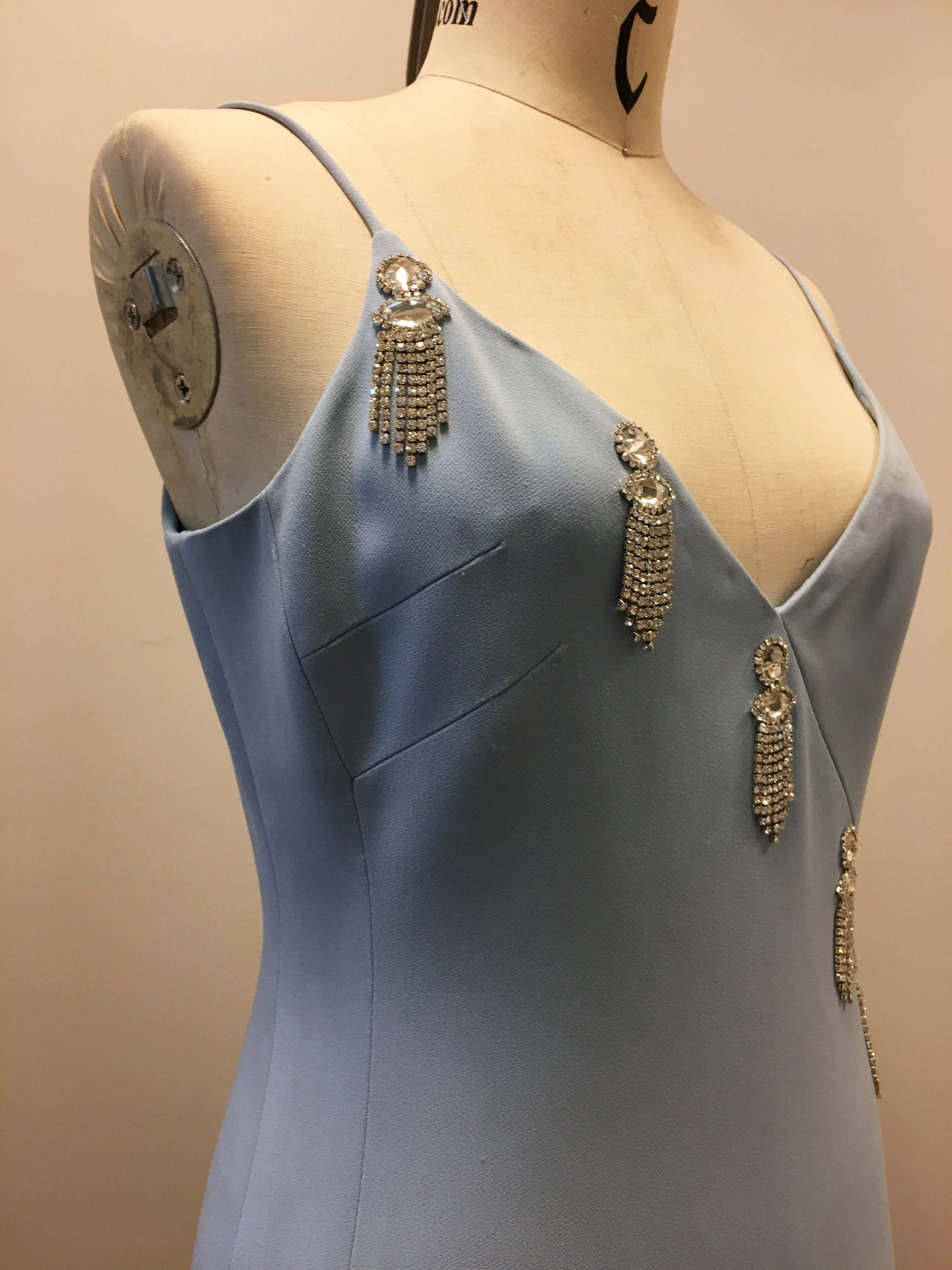 David Koma Blue Dress with Encrusted Jewels