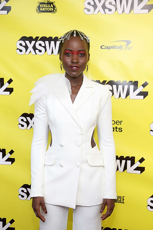 Lupita Nyong’o Wearing White Tuedo Jacket