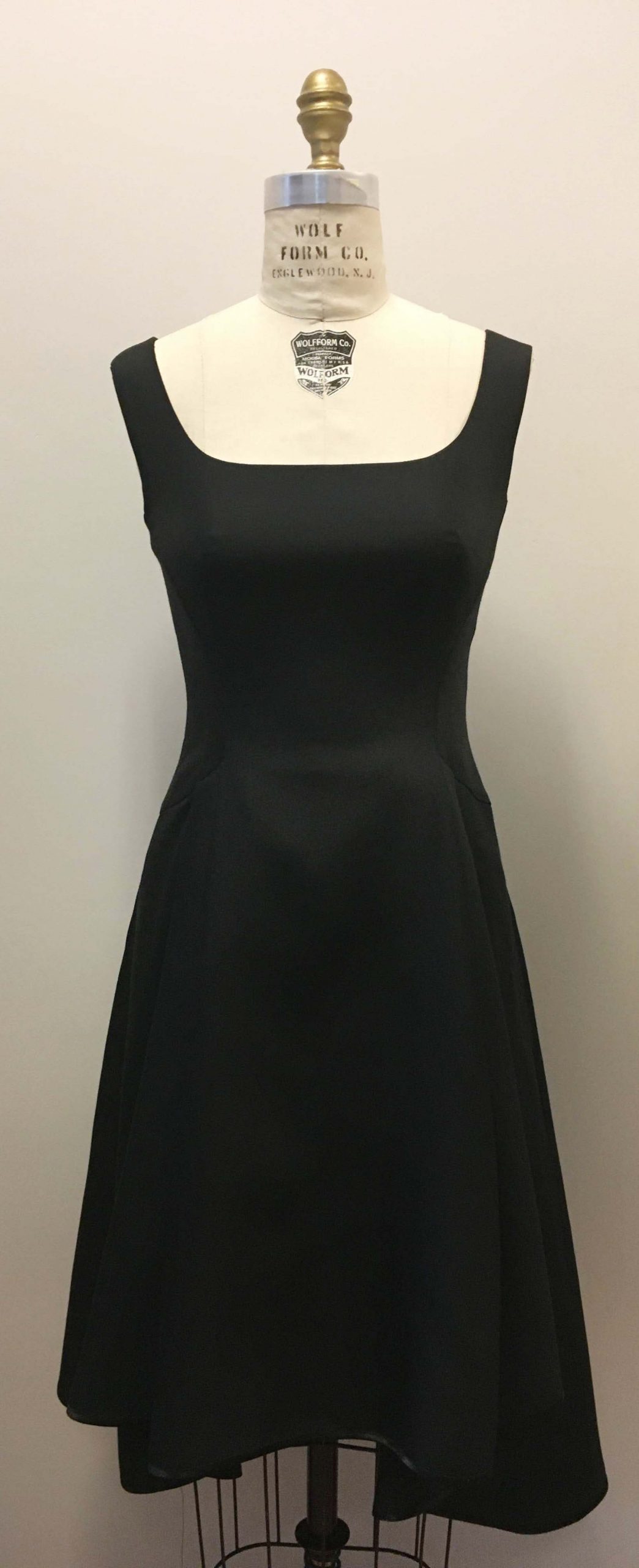 Alberta Ferretti Black Dress with Sloped Pleating Along the Skirt Panel