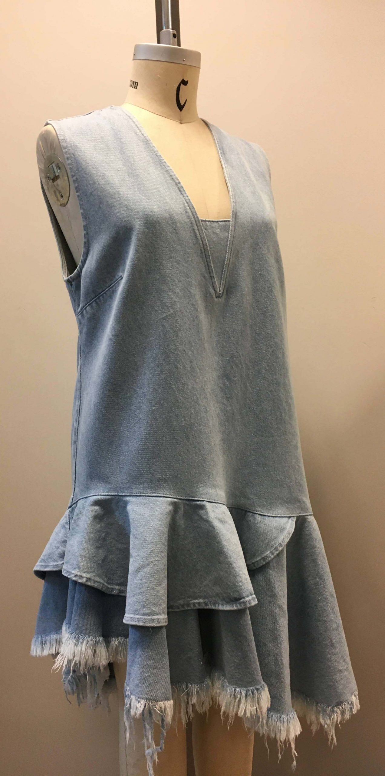 Denim Dress with Ruffle Skirt - Marques Almeida