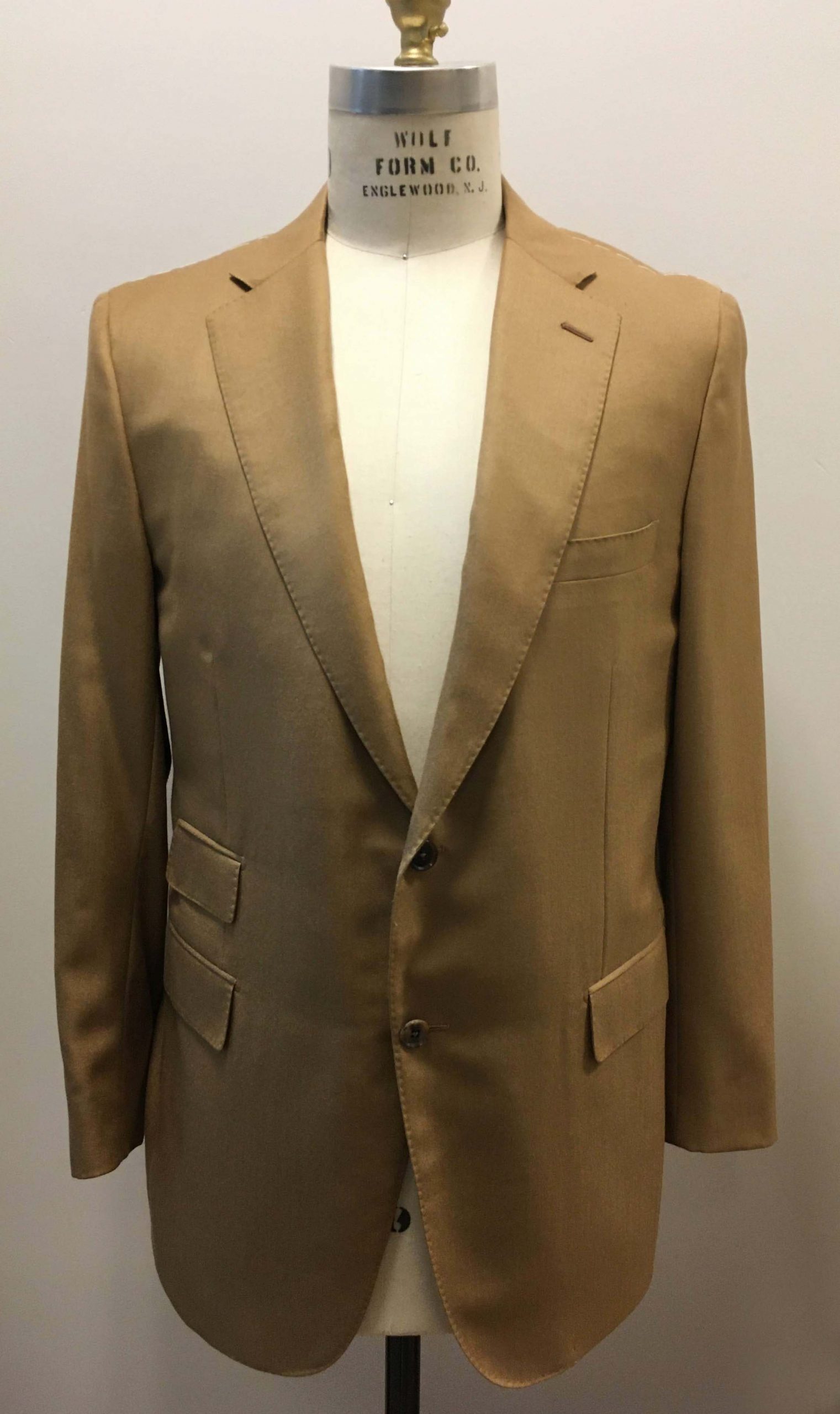 Paul Stuart Beige Cashmere Jacket with Hand Topstitch on Lapel and Pockets