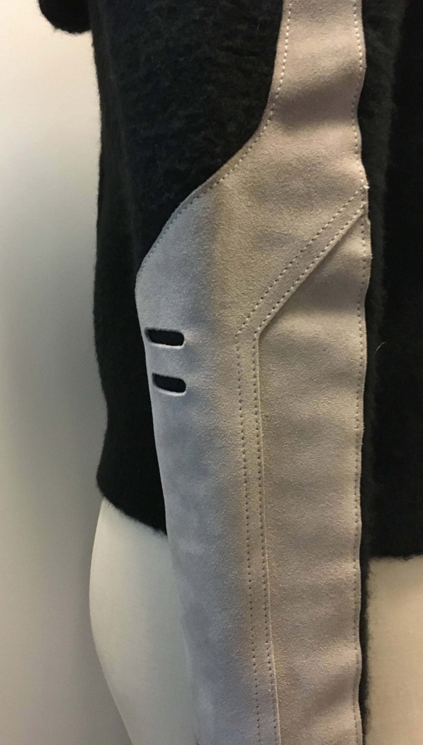 Rick Owens Black Knit Jacket with Geomteric Suede Panels on Sleeves