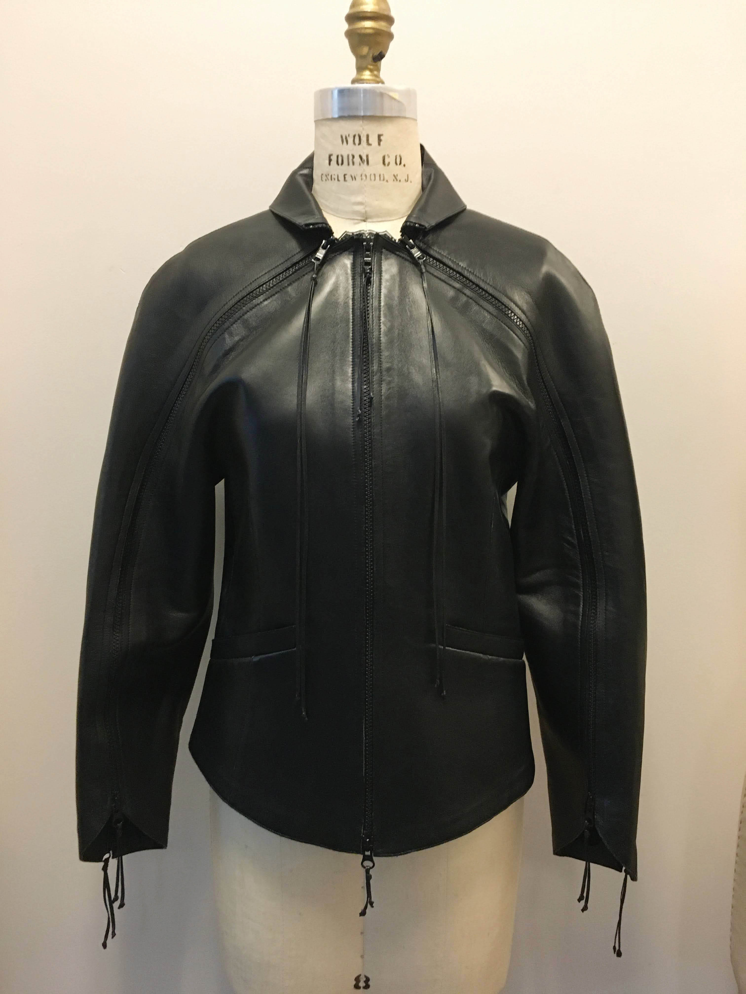  Ralph Rucci Black Leather Coat