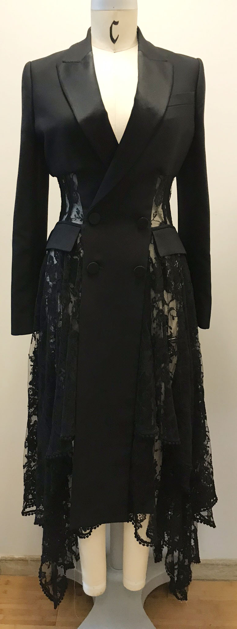 Tuxedo Coat with Lace Panels