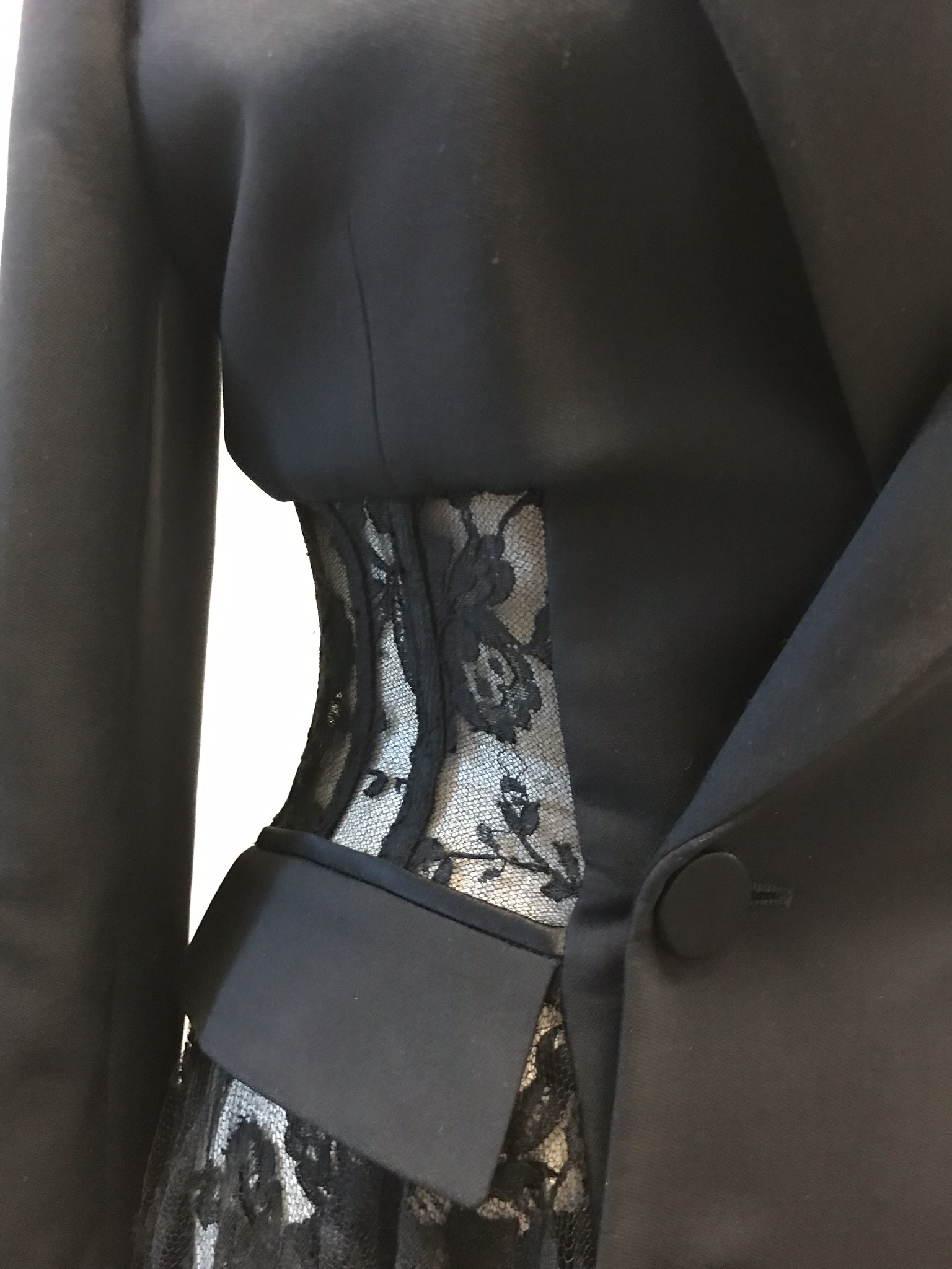 Tuxedo Coat with Lace Panels - Alexander Mcqueen