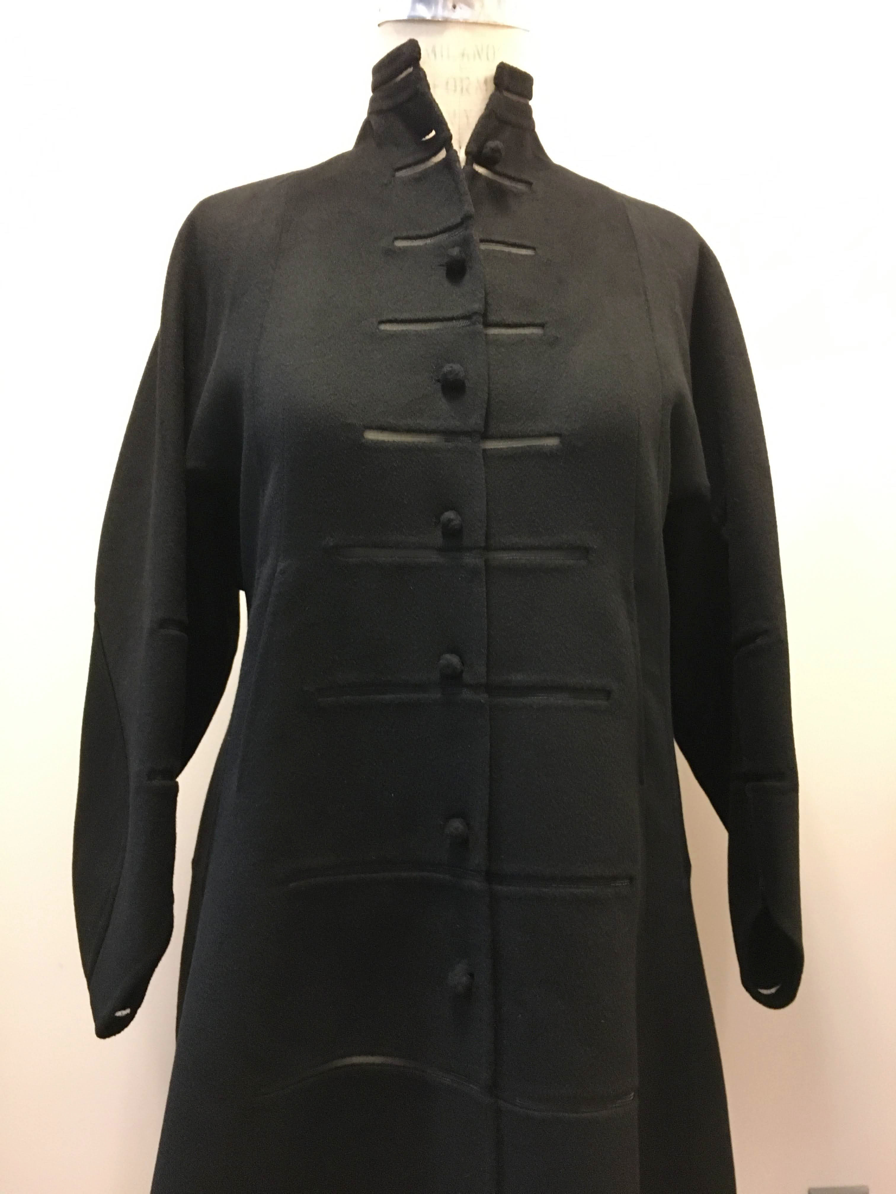  Balck Coat with Net Panels - Ralph Rucci