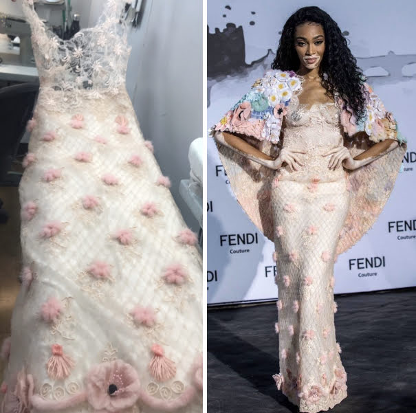 Fendi Sheer Lace Dress fitted and tailored by Luxtailor on Winnie Harlow