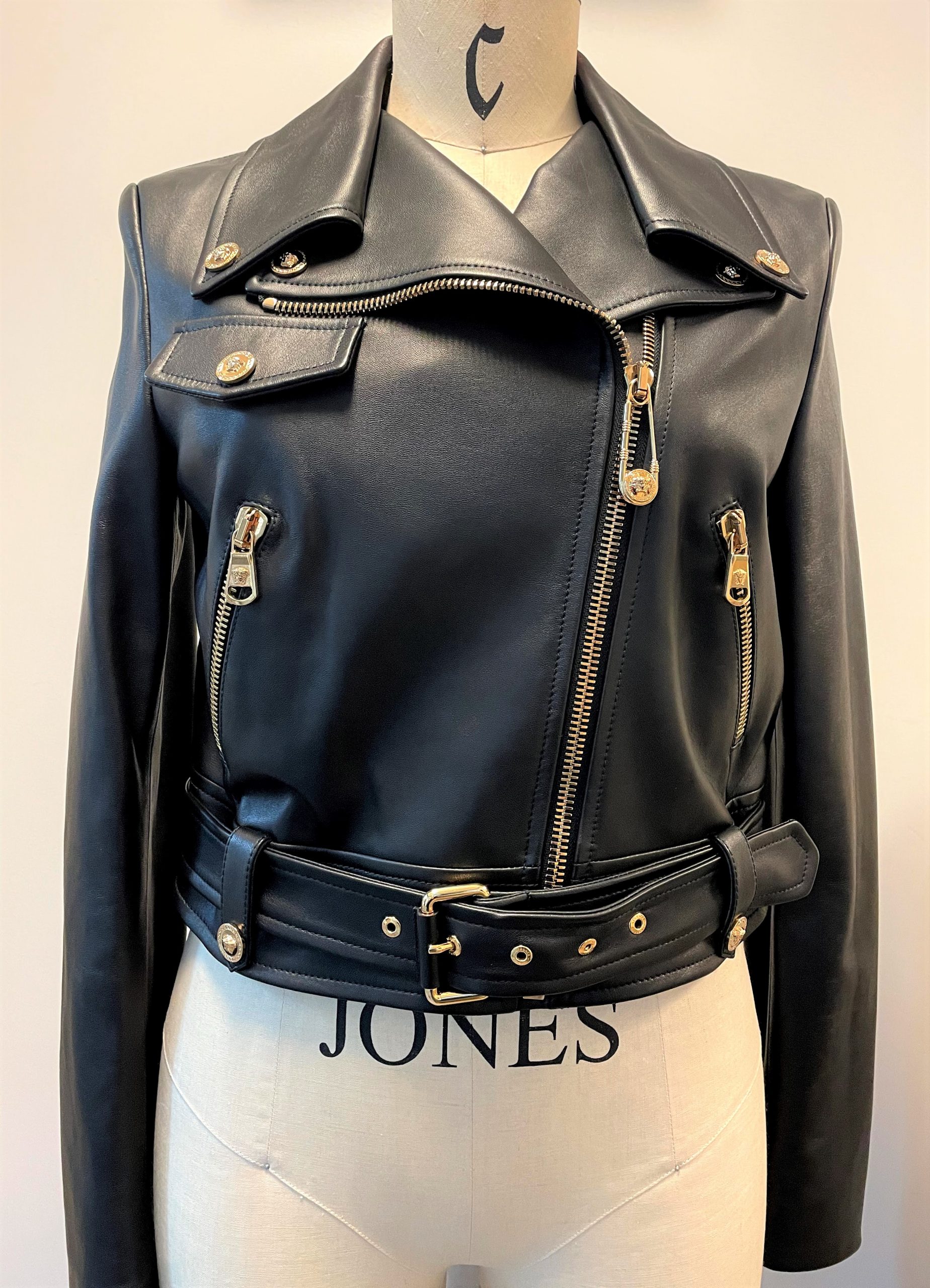 Versace Leather Jacket With Gold Hardware