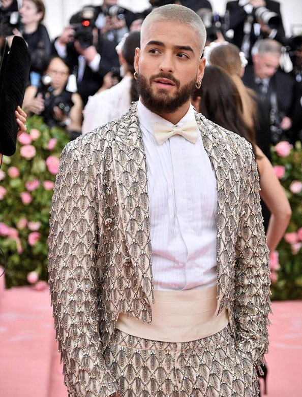 Maluma Wore White Tuxedo Jacket Designed by Moschino