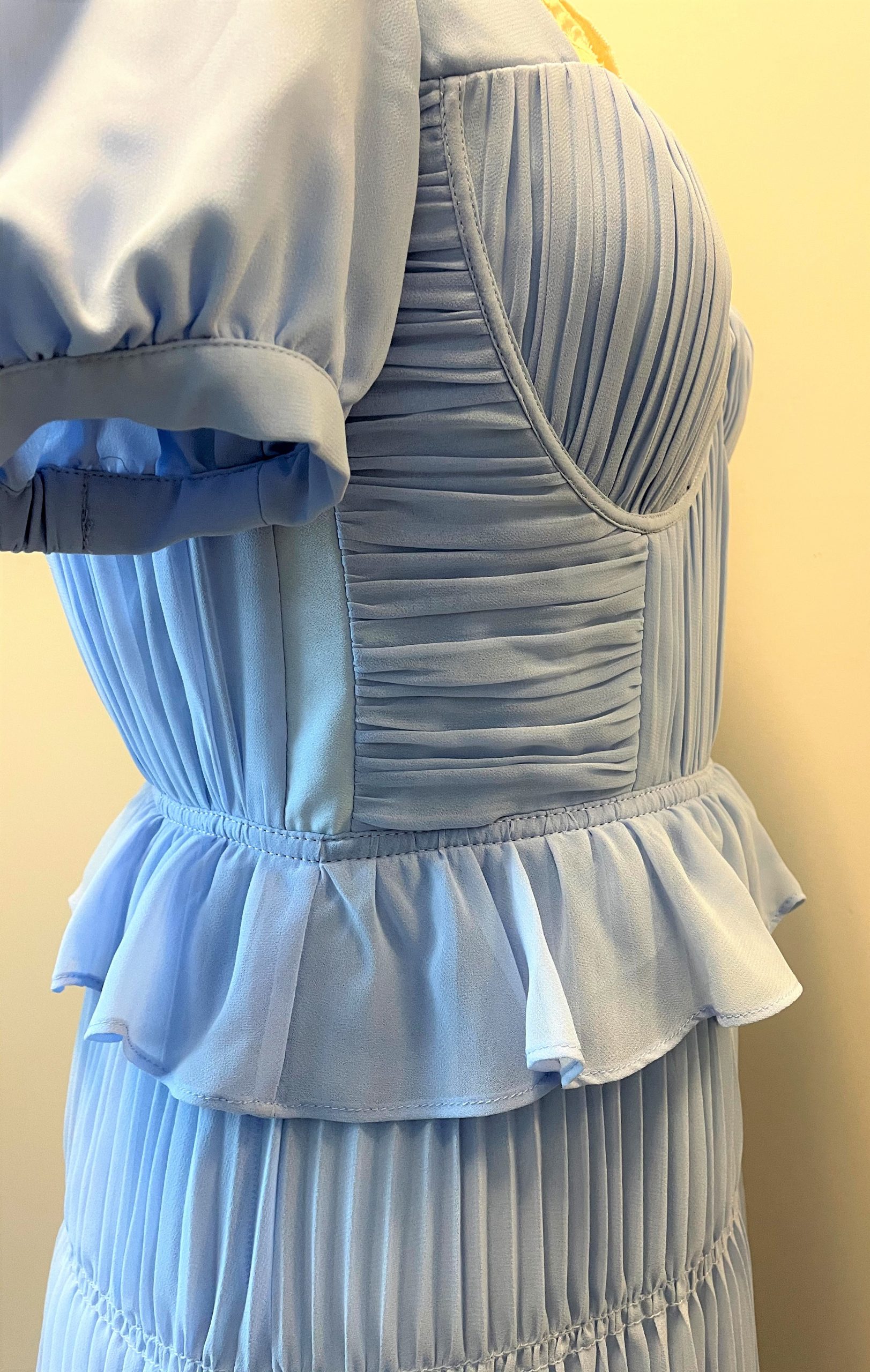 Dress with Drapery And Ruffles